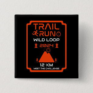 Trail Run Competition Award 2 Inch Square Button