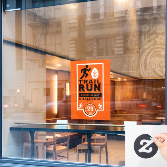 Trail Runner Race Competition Window Cling (Cafe Window)