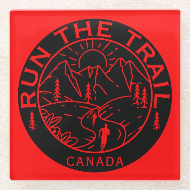 Trail Running Canada Glass Coaster (Front)
