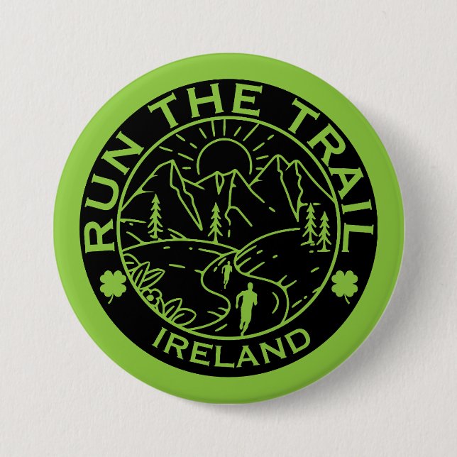 Trail Running Ireland 3 Inch Round Button (Front)