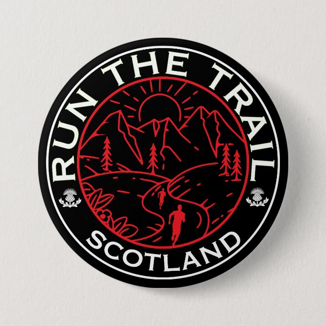 Trail Running Scotland 3 Inch Round Button (Front)