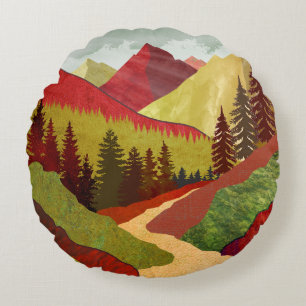 Trail To The Sky Round Pillow