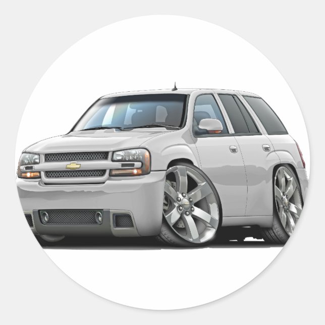 Trailblazer White Truck Classic Round Sticker (Front)