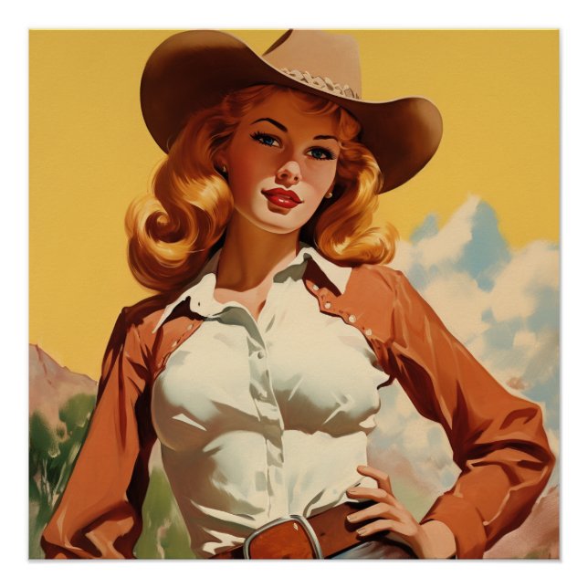  Trailblazing Cowgirl Allure: Wild West Whispers Poster (Front)