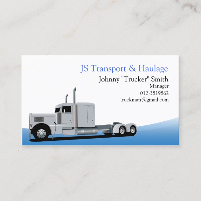Trailer Camion Haulage Carte de visite bleu (Devant)