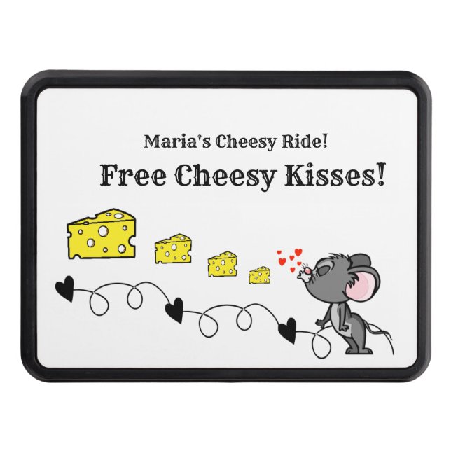 Trailer Hitch Cover 2" Mouse Cheesy Kisses  (Front)