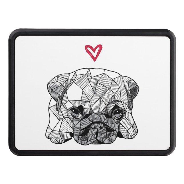 Trailer Hitch Cover Geometric pug baby puppy dog (Front)
