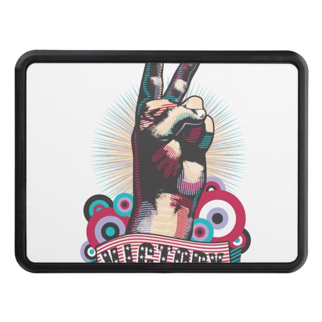 Trailer Hitch Cover – Victory Peace & Love Pop-Art (Front)