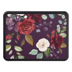 Trailer Hitch Plum Purple Roses Gold Geometric Flo Trailer Hitch Cover
