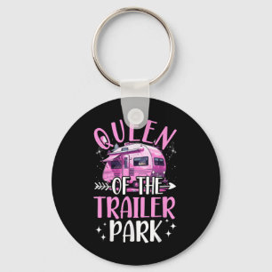 Trailer Park Queen Funny Camping Pink Trailer Cara Keychain