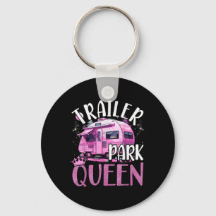 Trailer Park Queen Funny Camping Pink Trailer Cara Keychain