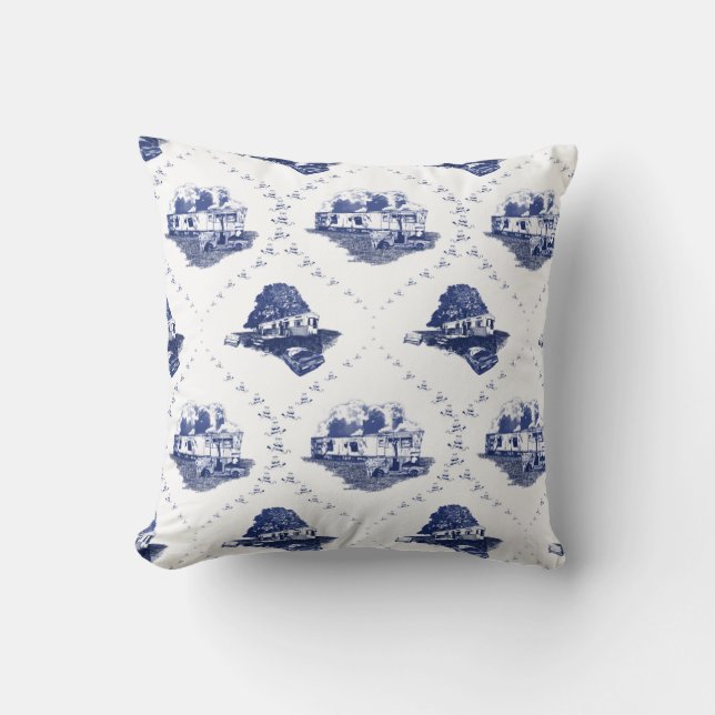 Trailer Trash Toile [throw pillow] Throw Pillow (Front)