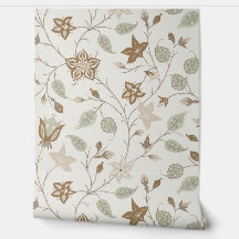 Trailing Floral - Paisley - Beige And Sage Green