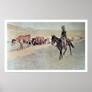Trailing Texas Longhorns (oil on canvas) Poster
