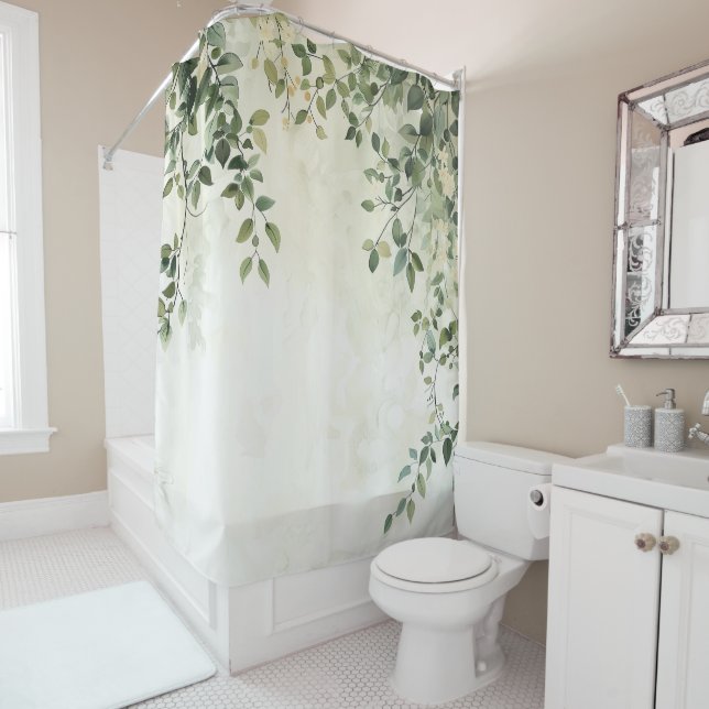 Trailing Vines With White Flowers Shower Curtain (In Situ)