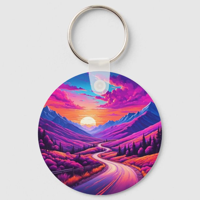 Trails I Travel Miles Design Keychain (Front)
