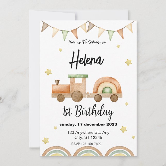 Train 1er invitation anniversaire (Devant)