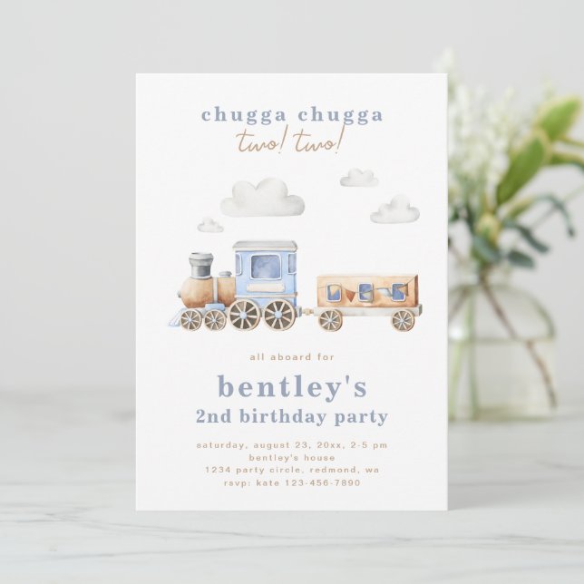 Train 2e Invitation d'anniversaire | Numérique ou  (Debout devant)
