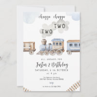 Train 2nd Birthday Chugga Two Two Boy Invitation