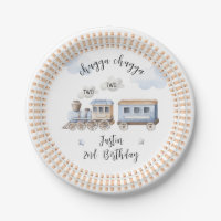 Train 2nd Birthday Chugga Two Two Paper Plates