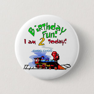 Train 2nd Birthday Tshirts and Gifts 2 Inch Round Button