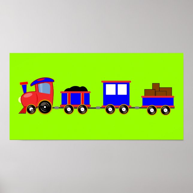 train-312107 train cartoon toy engine cars red blu poster (Front)