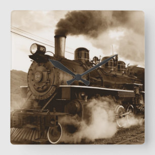 Train 4 Wall Clocks & Numeral Options