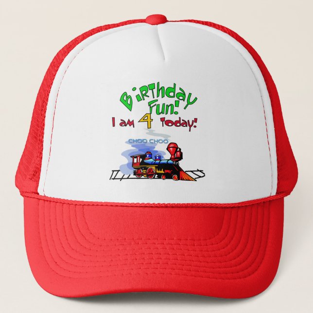 Train 4th Birthday Tshirts and Gifts Trucker Hat (Front)