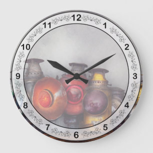 Train - A collection of Rail Road lanterns Large Clock