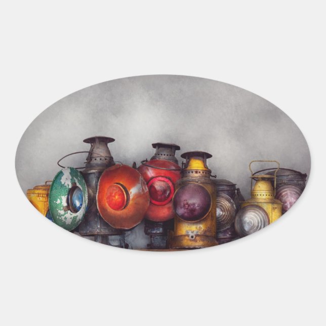 Train - A collection of Rail Road lanterns Oval Sticker (Front)