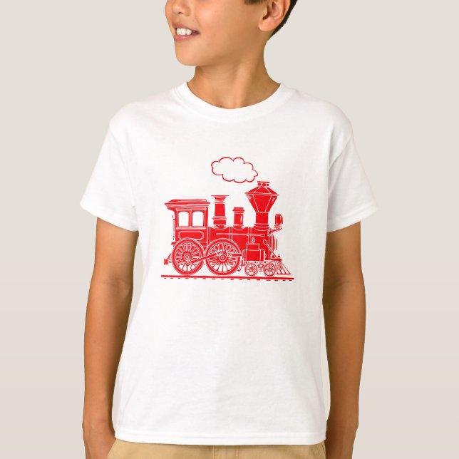 Train à vapeur rouge sur t-shirt léger (Devant)