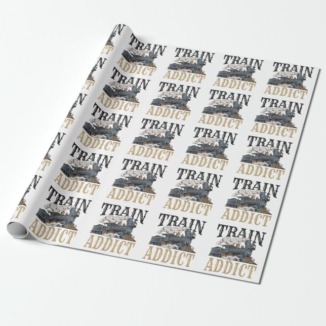 Train Addict Model Railroad Railway Hobbyist Wrapping Paper (Unrolled)