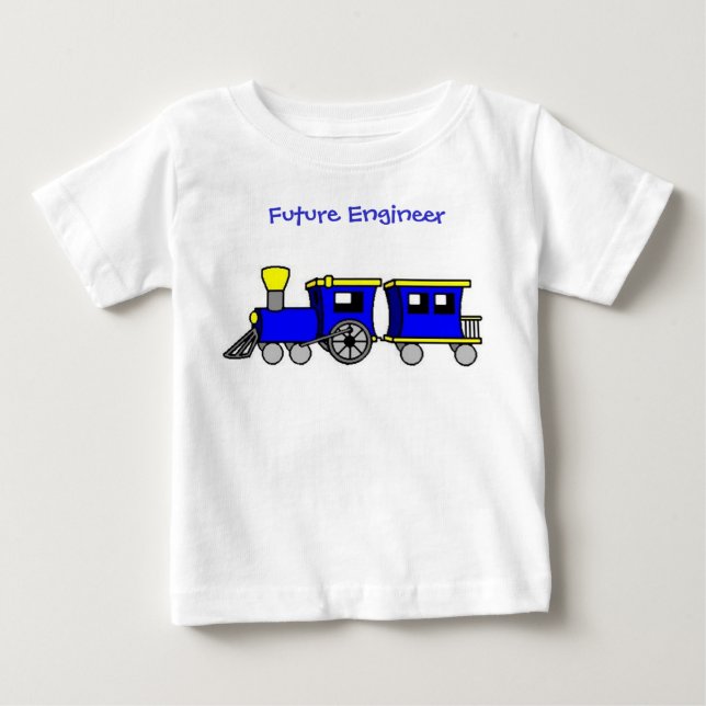 train and caboose-blue, Future Engineer Baby T-Shirt (Front)