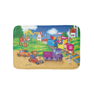 train and car bath mat