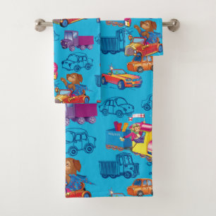 train and car for the boy bath towel set