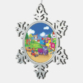 train and car snowflake pewter christmas ornament (Right)