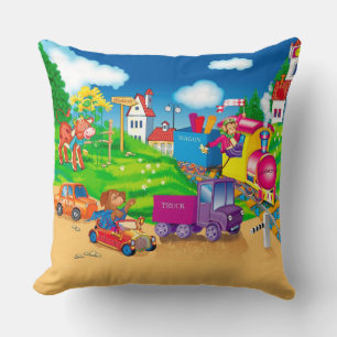 train and car throw pillow
