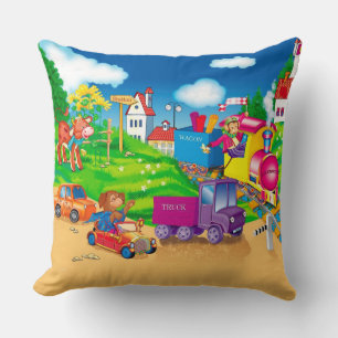 train and car throw pillow