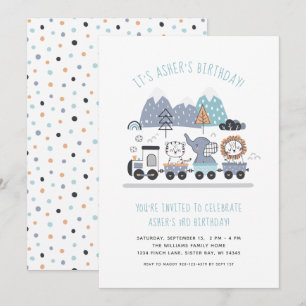 Train animal mignon Invitation fête d'anniversaire