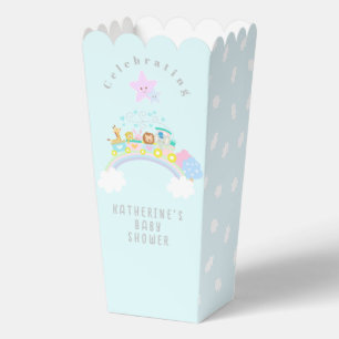 Train Animals Baby Pastel Blue Favor Box
