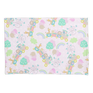 Train Animals Pink Pillowcase