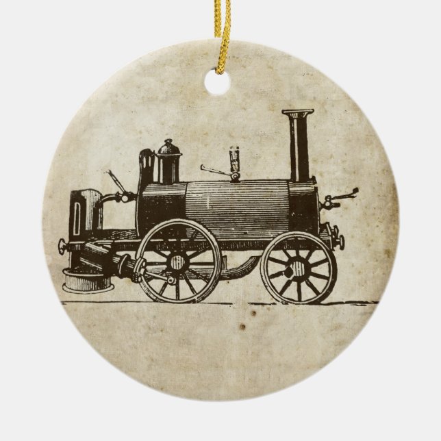 Train Antique Toy Steam Train Engine Ceramic Ornament (Front)