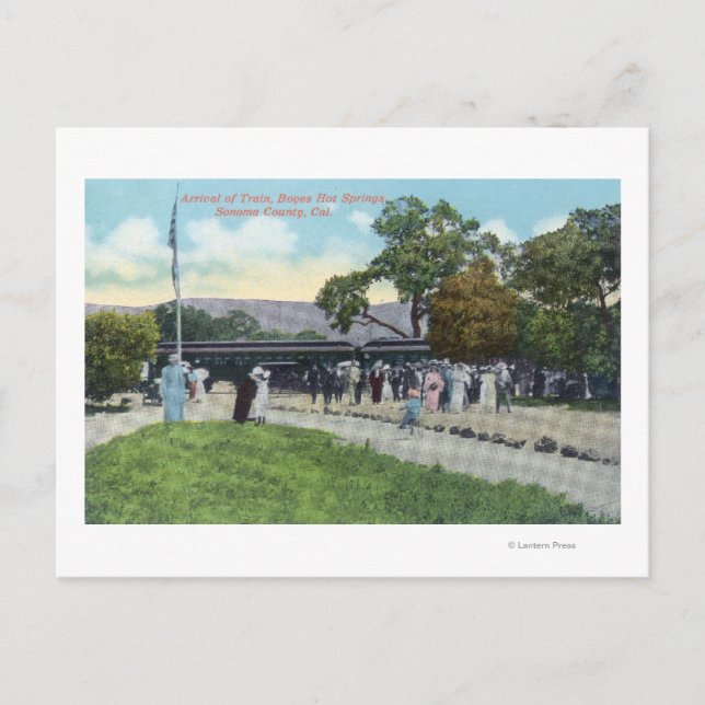 Train Arrival at Boyes Hot Springs Postcard (Front)