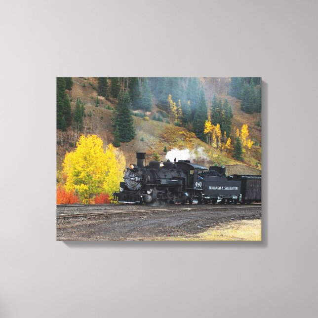 Train arriving in Silverton, USA Canvas Print (Front)