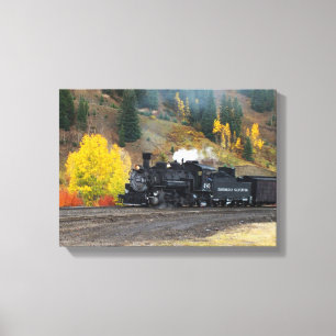 Train arriving in Silverton, USA Canvas Print