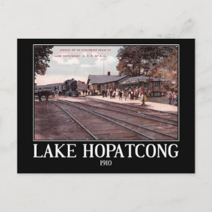 Train Arriving, Lake Hopatcong, NJ Vintage Postcard