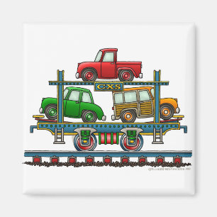 Train Auto Carrier Car Railroad Magnets