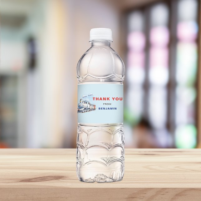 Train Birday Water Bottle Étiquette Chugga Chugga (Créateur téléchargé)