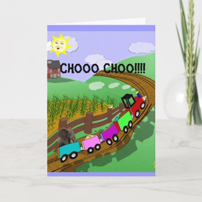 Train birthday card for child - customize it! (Front)