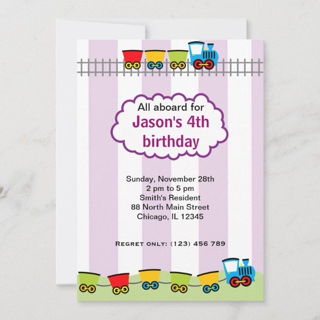 Train Birthday Invitation (Front)
